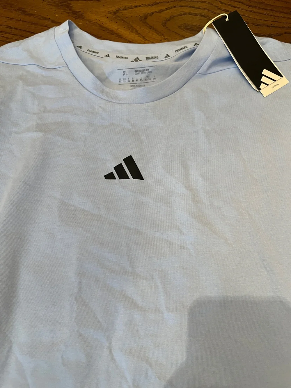 adidas Light Blue Men’s Oversized Crewneck Tee, size XL, NWT